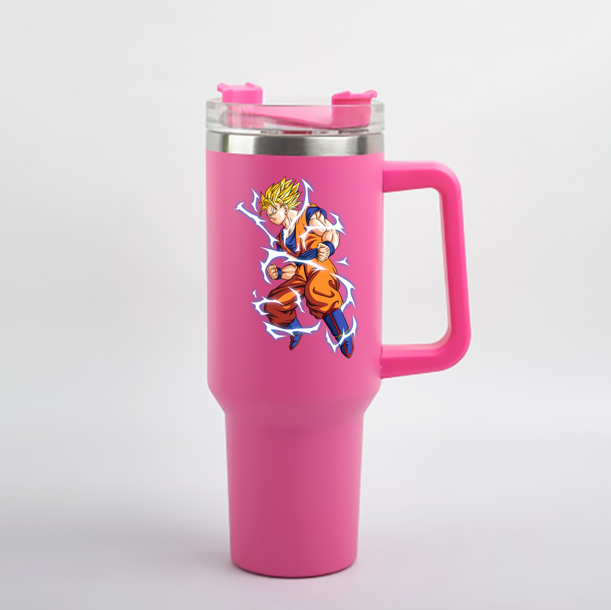 （画像用） ドラゴンボール 孫悟空（そん ごくう）Son Goku カカロット DRAGON BALL Kakarotto 1200mL車用タンブラー - クリスタルステッカー（プラスチックストロー付き）